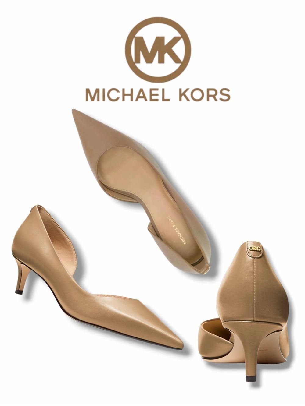 MICHAEL Michael Kors Women's Elyse Kitten Pumps in the Size 9.5 in Husk Color